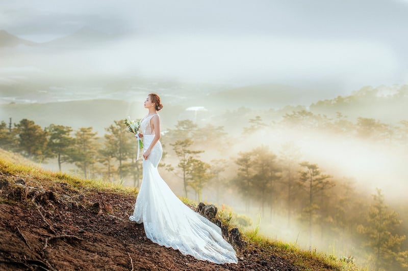 Bride in a beautiful mountain setting